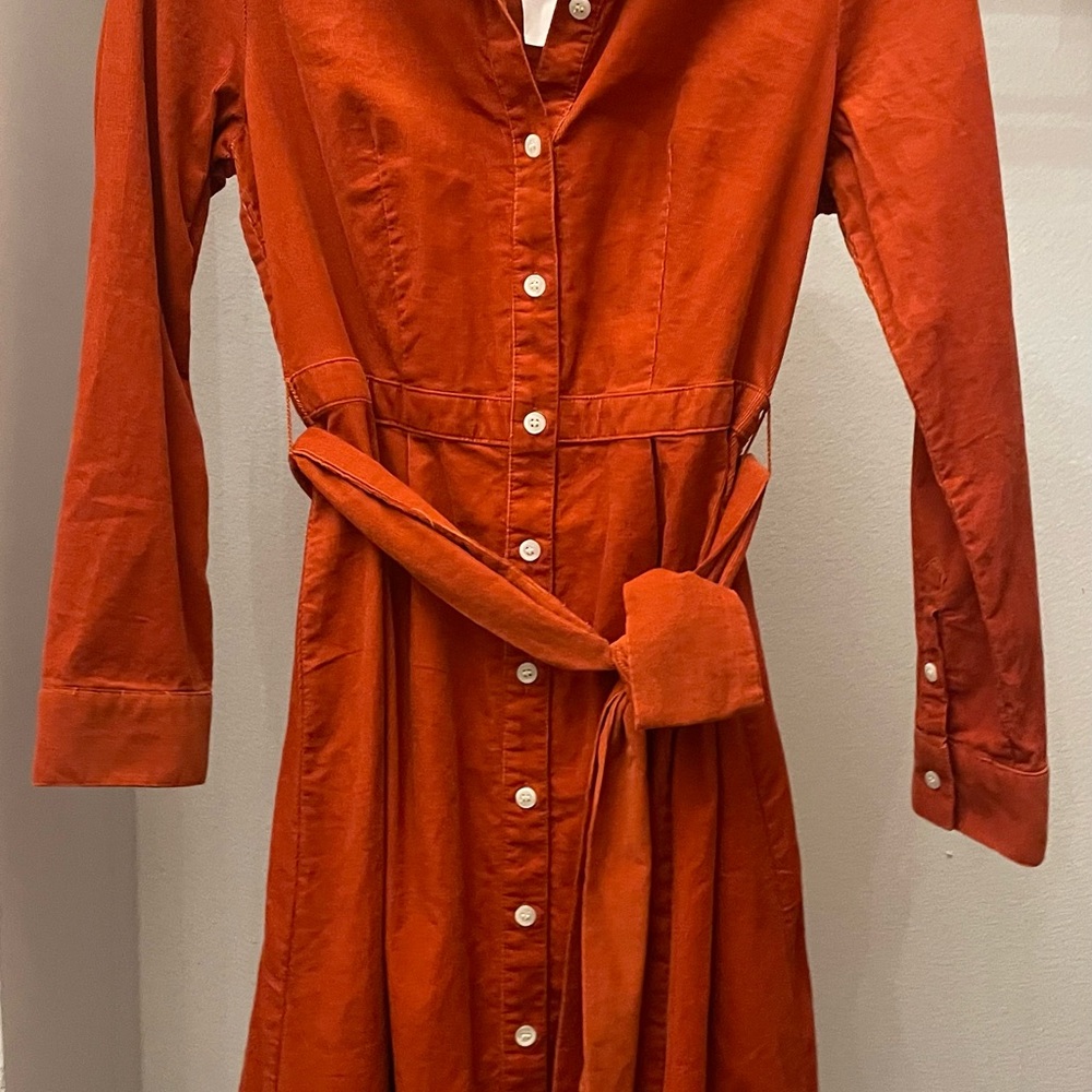 J. Crew Orange Long Sleeve A-Line Dress